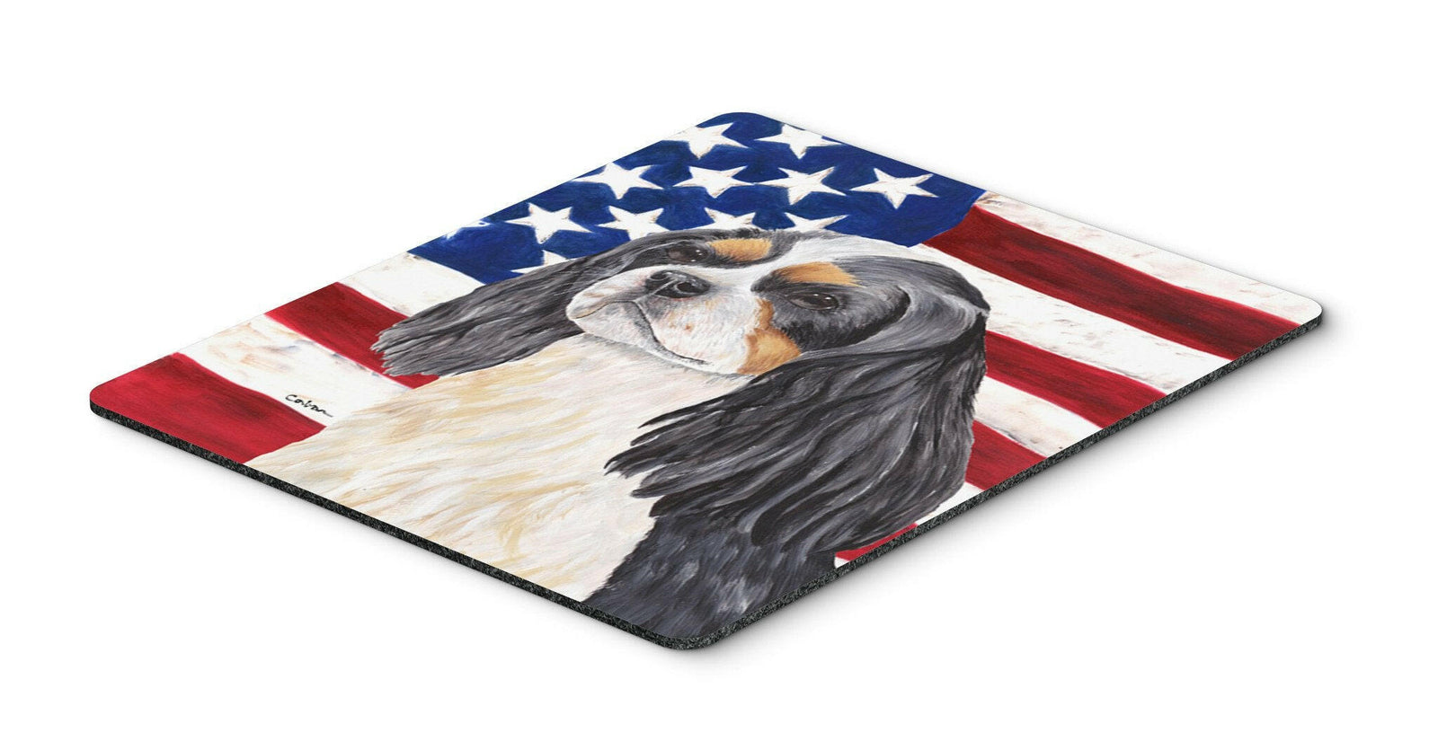 USA American Flag with Cavalier Spaniel Mouse Pad, Hot Pad or Trivet by Caroline's Treasures