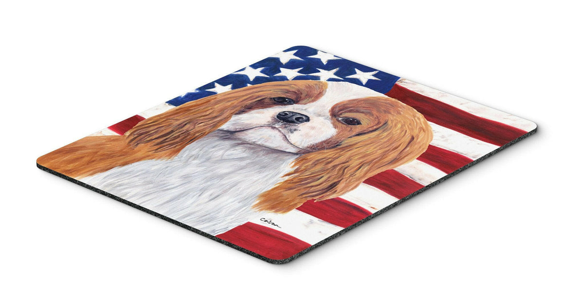 USA American Flag with Cavalier Spaniel Mouse Pad, Hot Pad or Trivet by Caroline&#39;s Treasures