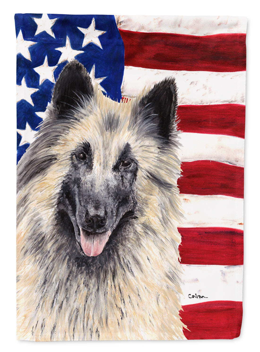 USA American Flag with Belgian Tervuren Flag Canvas House Size  the-store.com.