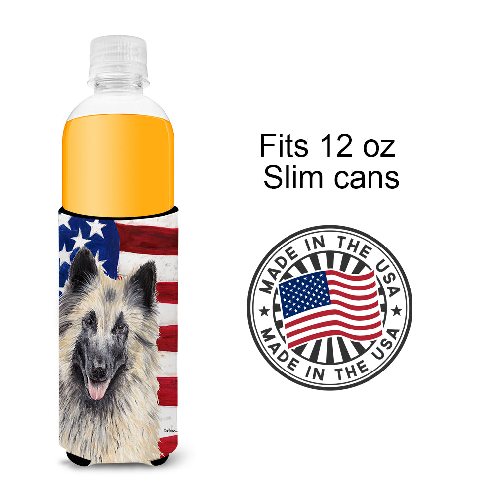 USA American Flag with Belgian Tervuren Ultra Beverage Insulators for slim cans SC9116MUK.