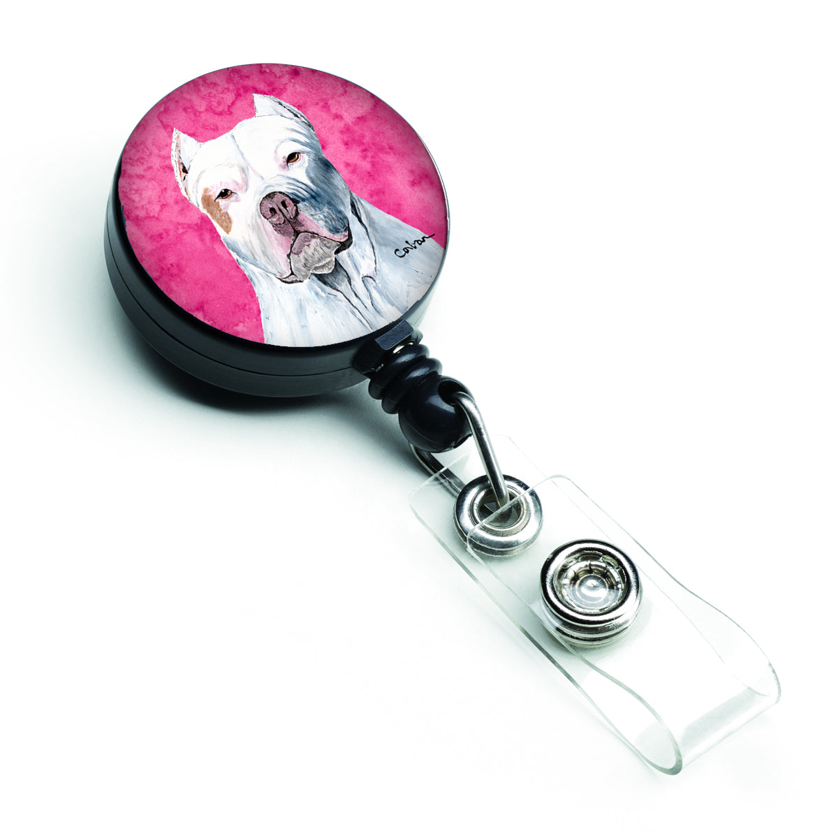 Pit Bull Retractable Badge Reel or ID Holder with Clip.