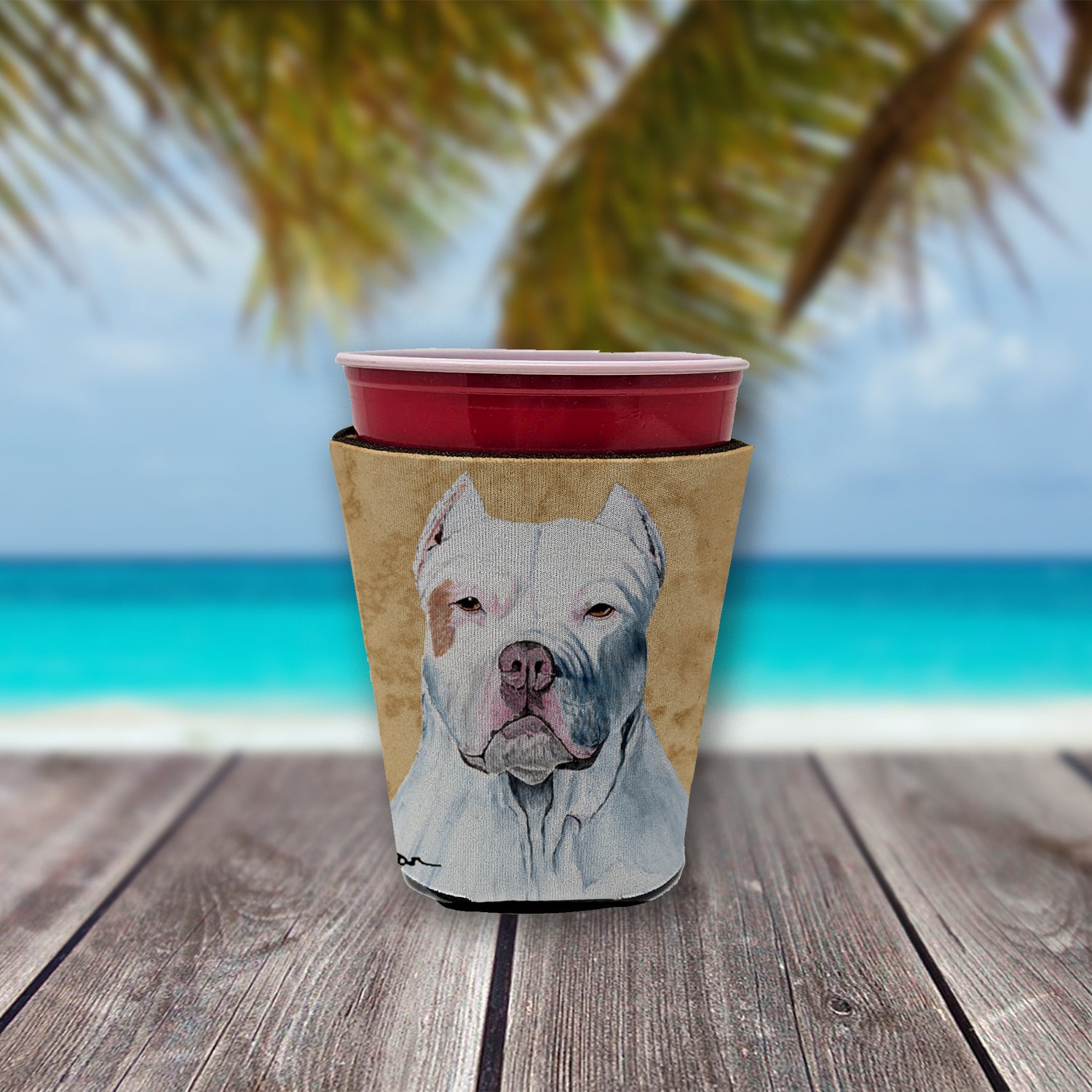 Pit Bull Red Cup Beverage Insulator Hugger  the-store.com.