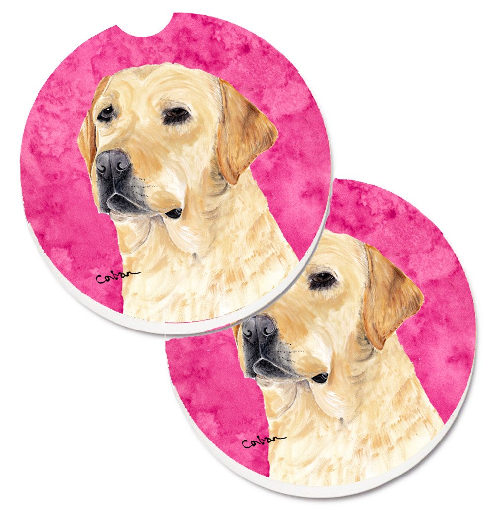 Pink Labrador Set of 2 Cup Holder Car Coasters SC9133PKCARC by Caroline&#39;s Treasures