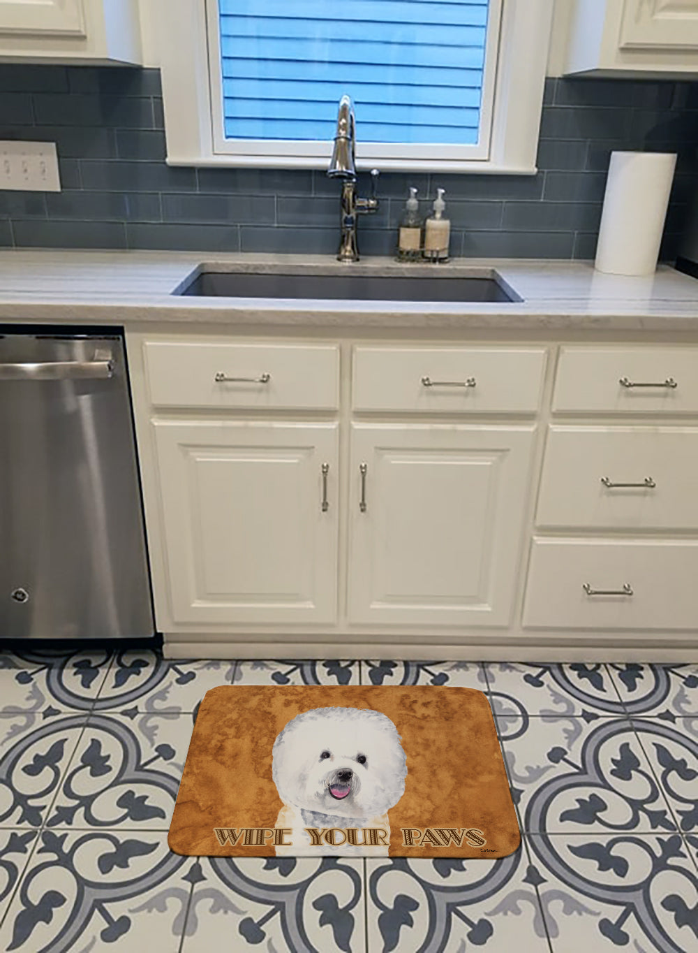 Bichon Frise Wipe your Paws Machine Washable Memory Foam Mat SC9135RUG - the-store.com