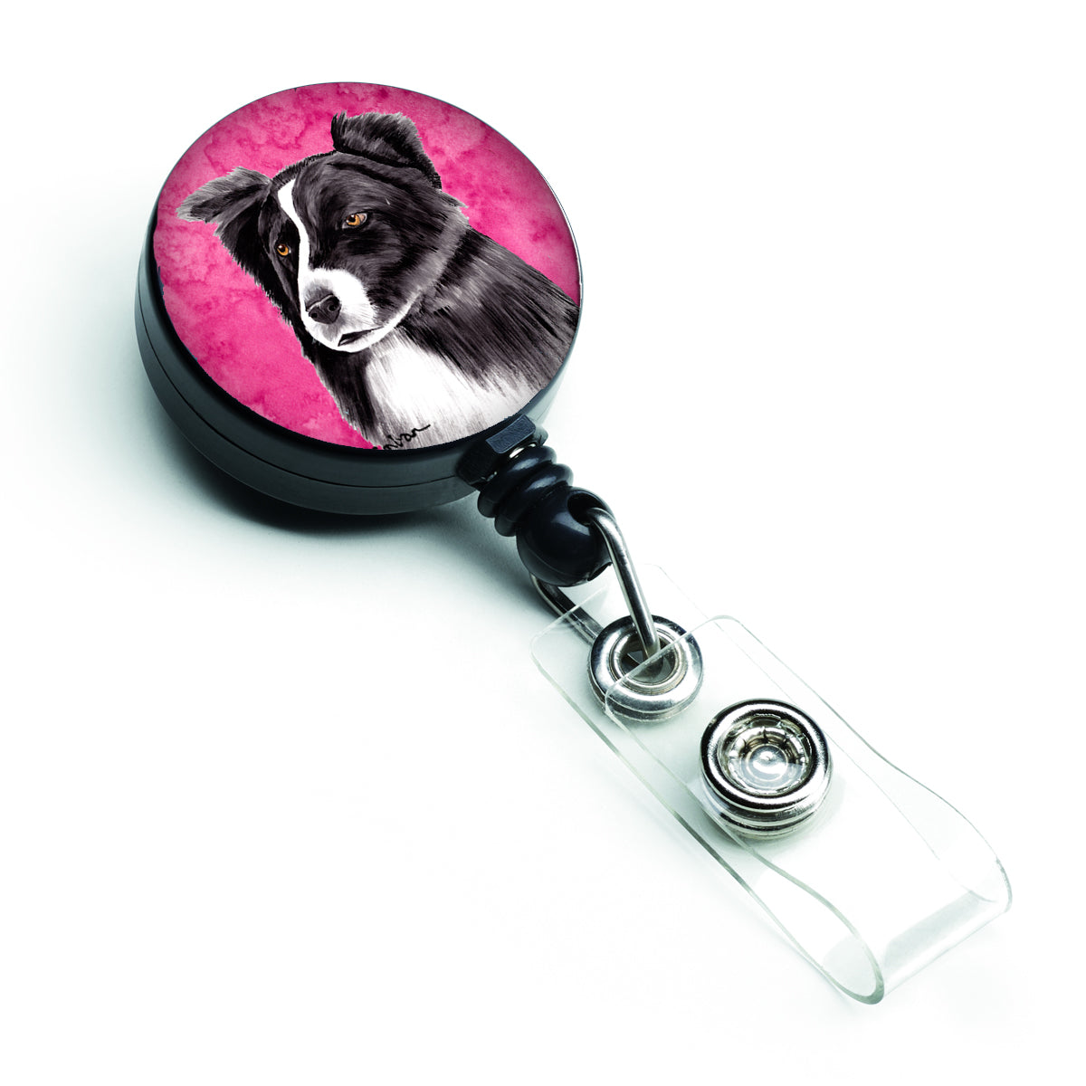 Border Collie Retractable Badge Reel or ID Holder with Clip.