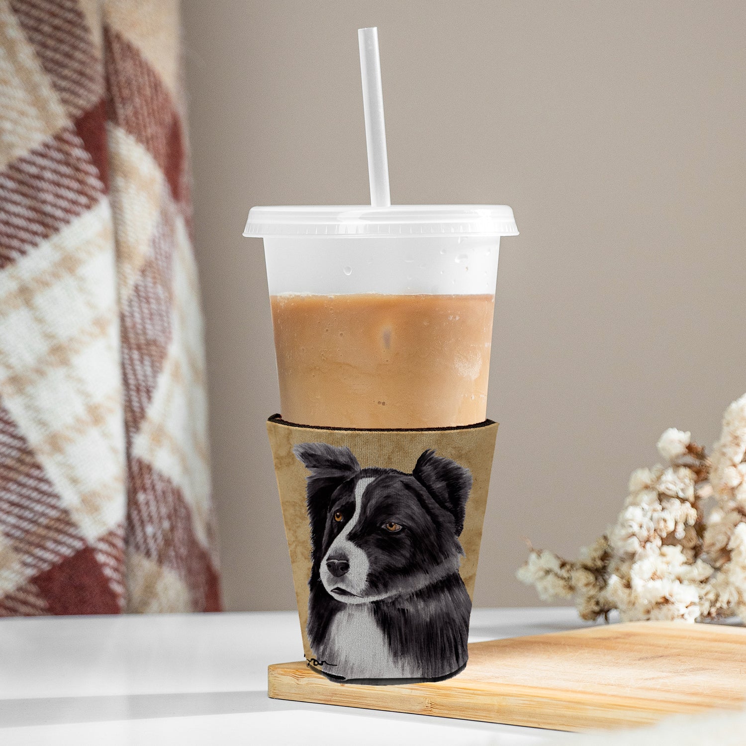 Border Collie Red Cup Beverage Insulator Hugger  the-store.com.