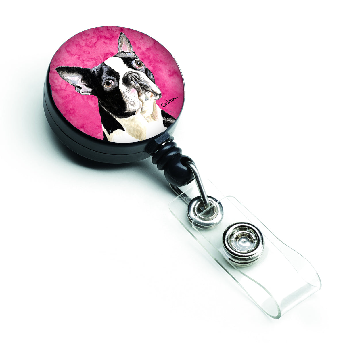 Boston Terrier Retractable Badge Reel or ID Holder with Clip