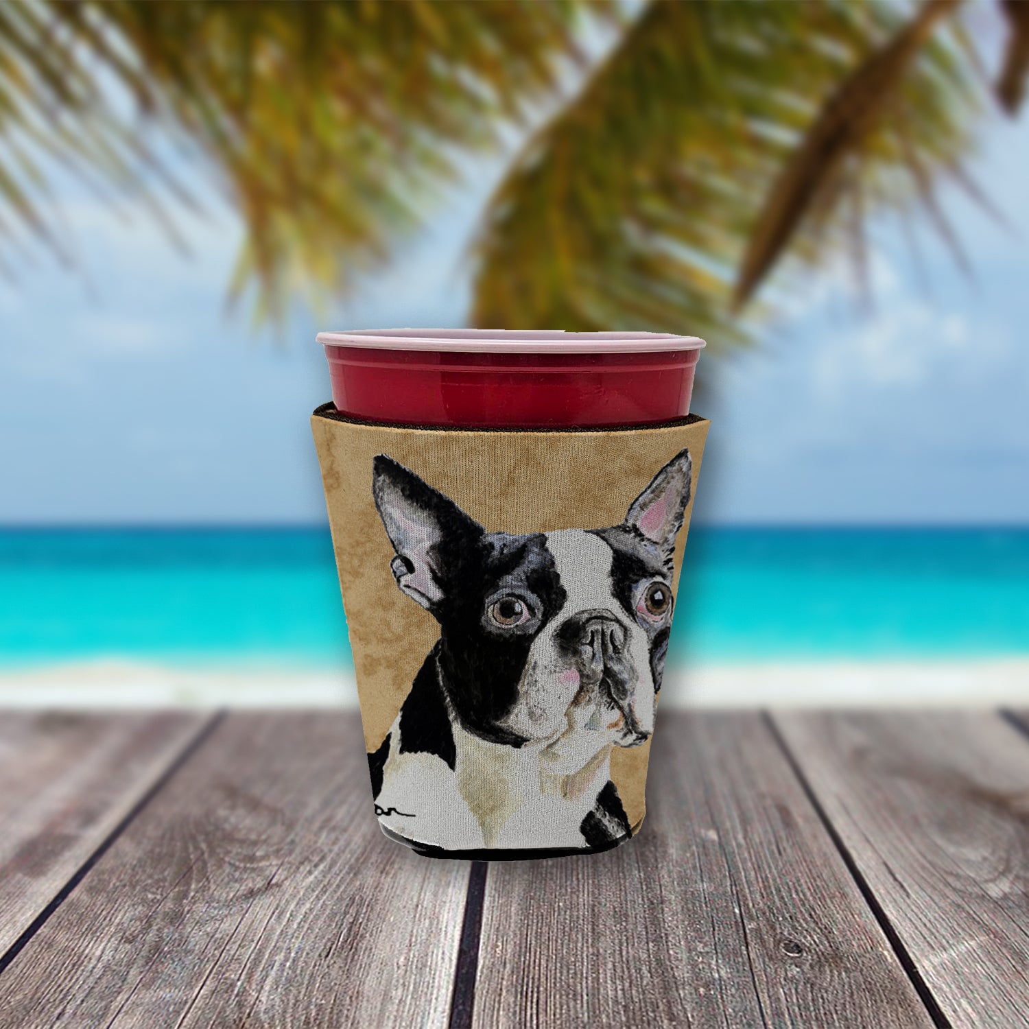 Boston Terrier Red Solo Cup Isolant pour boissons Hugger