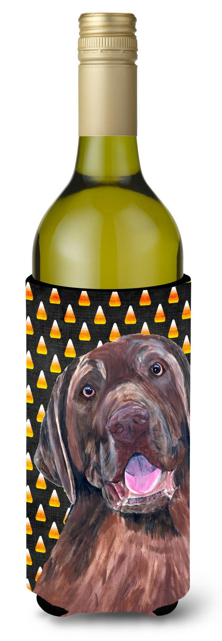 Labrador Chocolate Candy Corn Halloween Portrait Wine Bottle Beverage Insulator Beverage Insulator Hugger by Caroline&#39;s Treasures