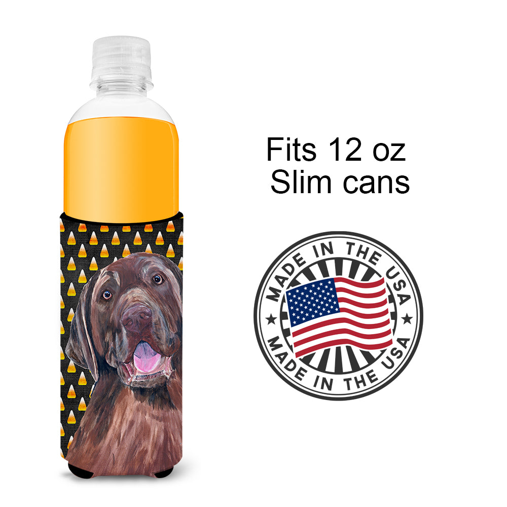 Labrador Chocolate Candy Corn Halloween Portrait Ultra Beverage Insulators for slim cans SC9157MUK.