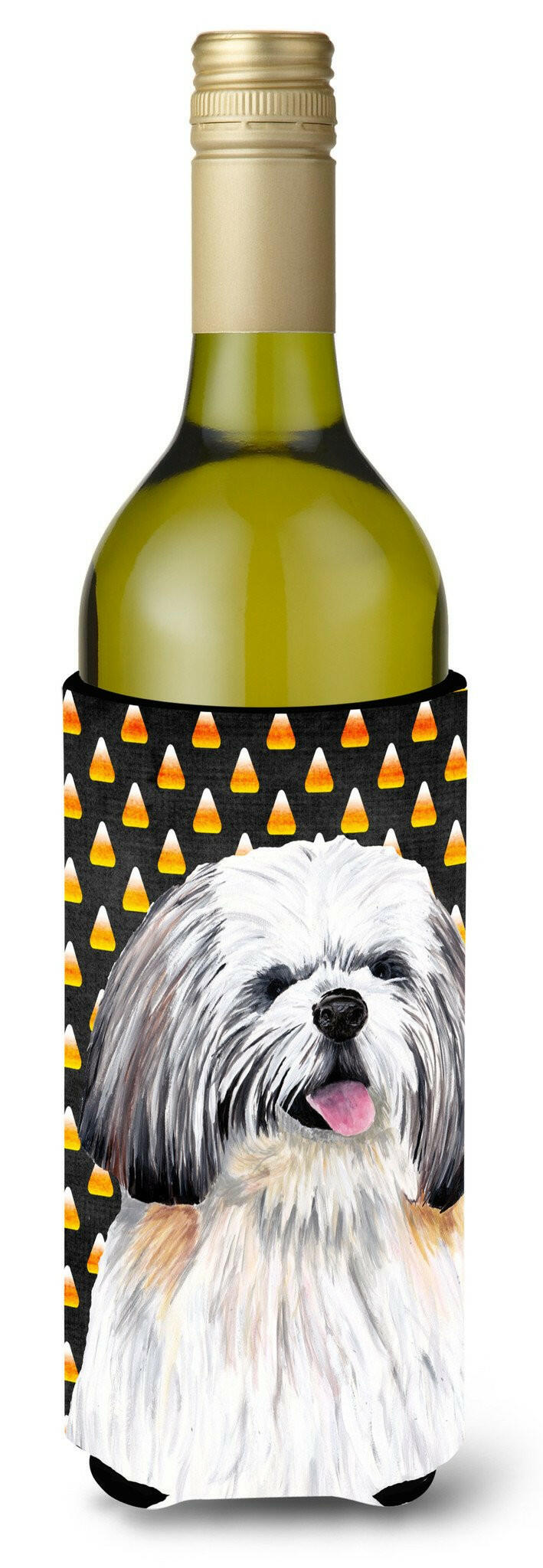 Shih Tzu Candy Corn Halloween Portrait Wine Bottle Beverage Insulator Beverage Insulator Hugger by Caroline&#39;s Treasures
