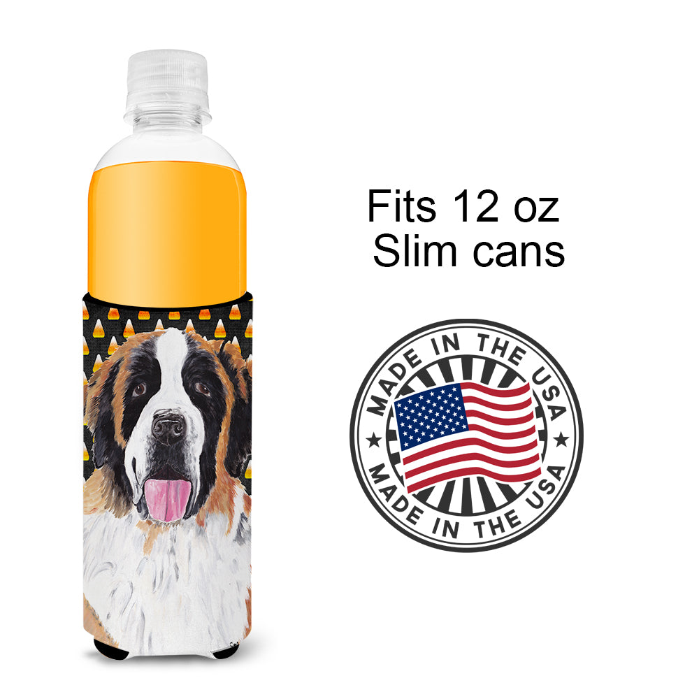 Saint Bernard Candy Corn Halloween Portrait Ultra Beverage Insulators for slim cans SC9165MUK