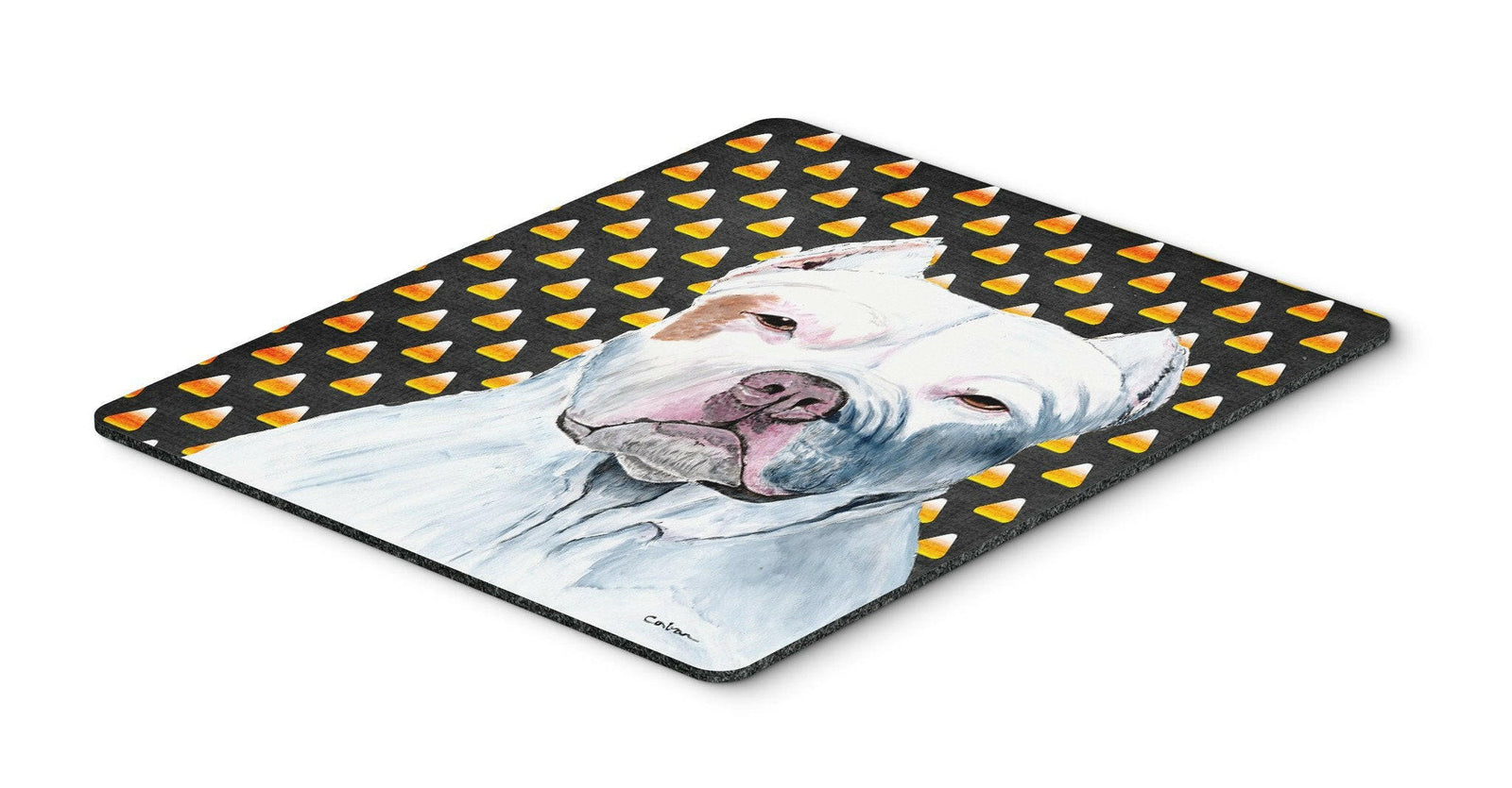 Pit Bull Candy Corn Halloween Portrait Mouse Pad, Hot Pad or Trivet by Caroline's Treasures
