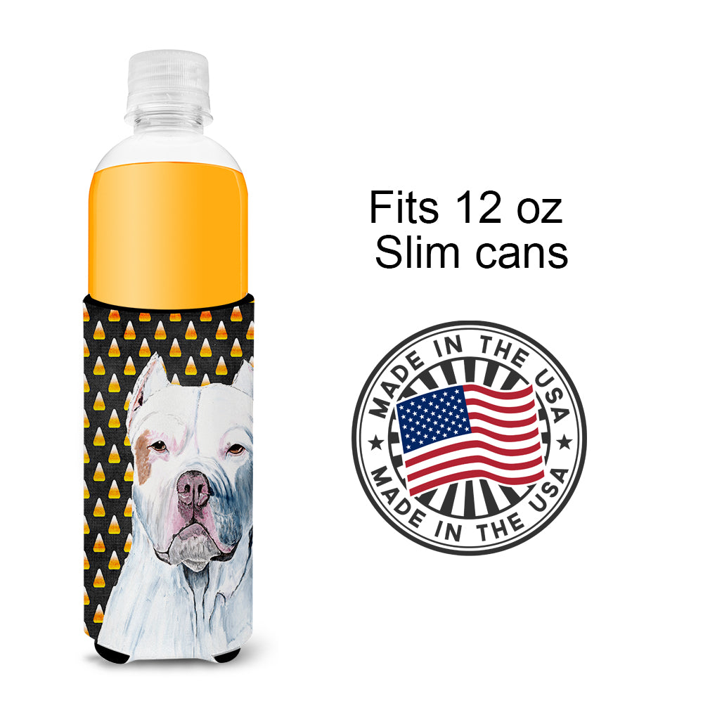Pit Bull Candy Corn Halloween Portrait Ultra Beverage Insulators for slim cans SC9166MUK