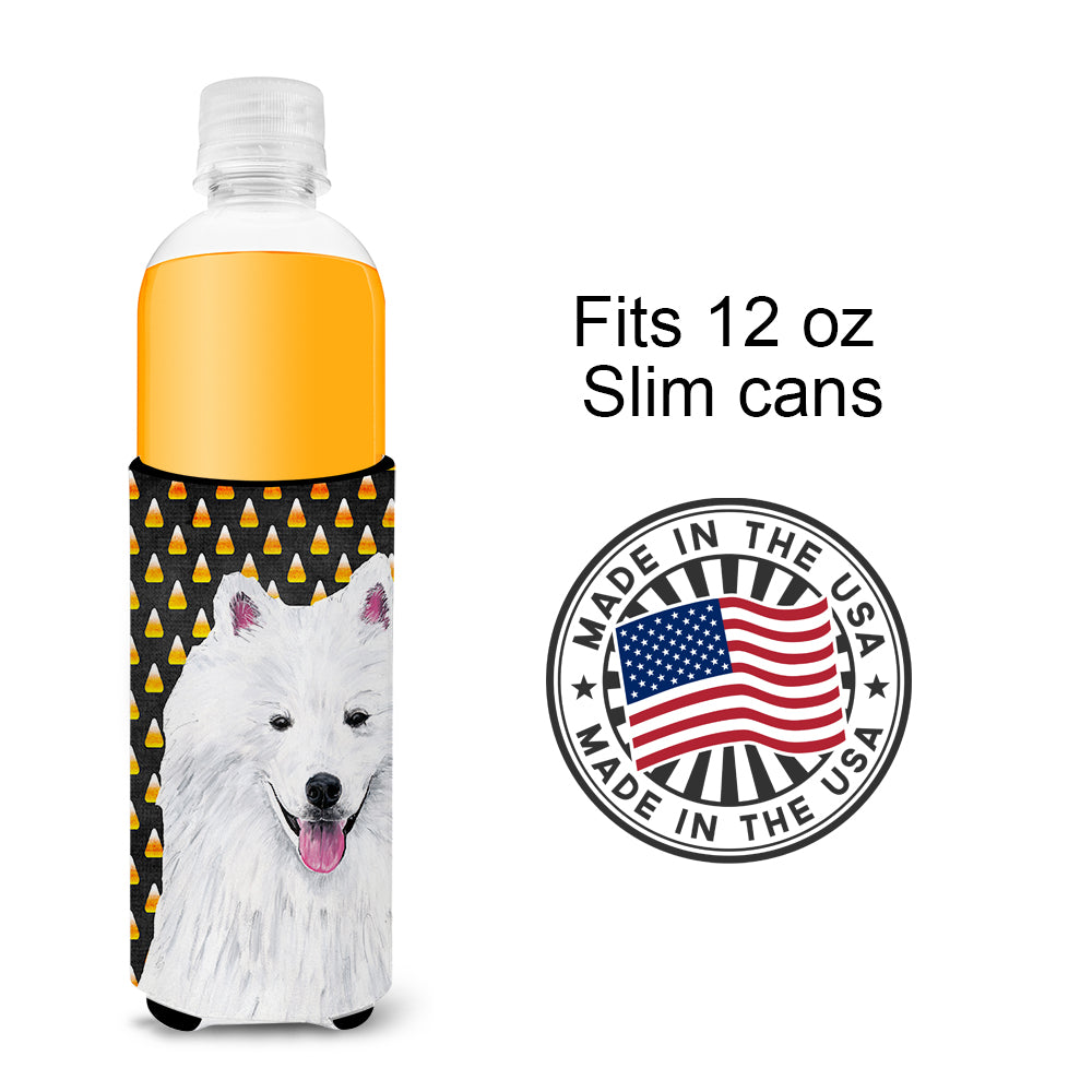 American Eskimo Candy Corn Halloween Portrait Ultra Beverage Insulators for slim cans SC9168MUK.