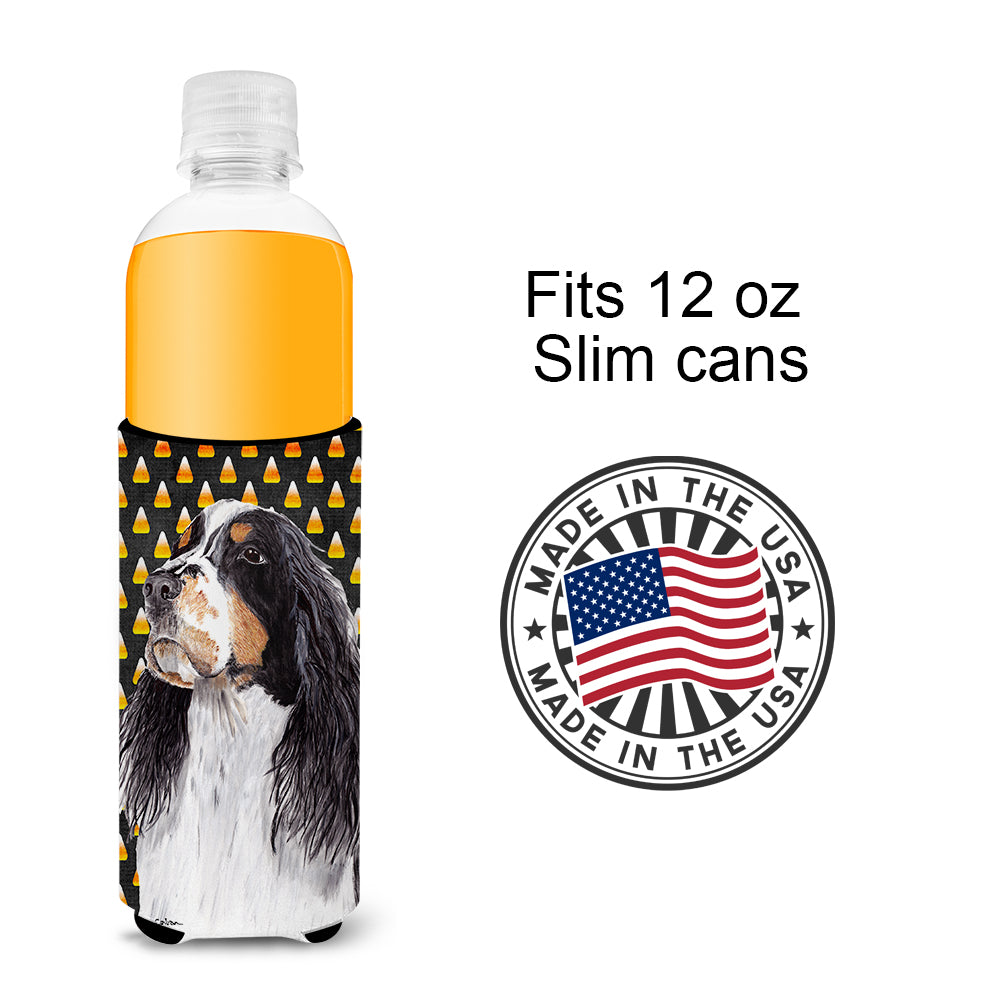 Springer Spaniel Candy Corn Halloween Portrait Ultra Beverage Insulators for slim cans SC9172MUK.