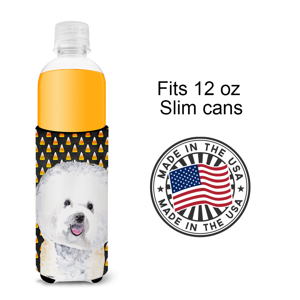 Bichon Frise Candy Corn Halloween Portrait Ultra Beverage Insulators for slim cans SC9173MUK.