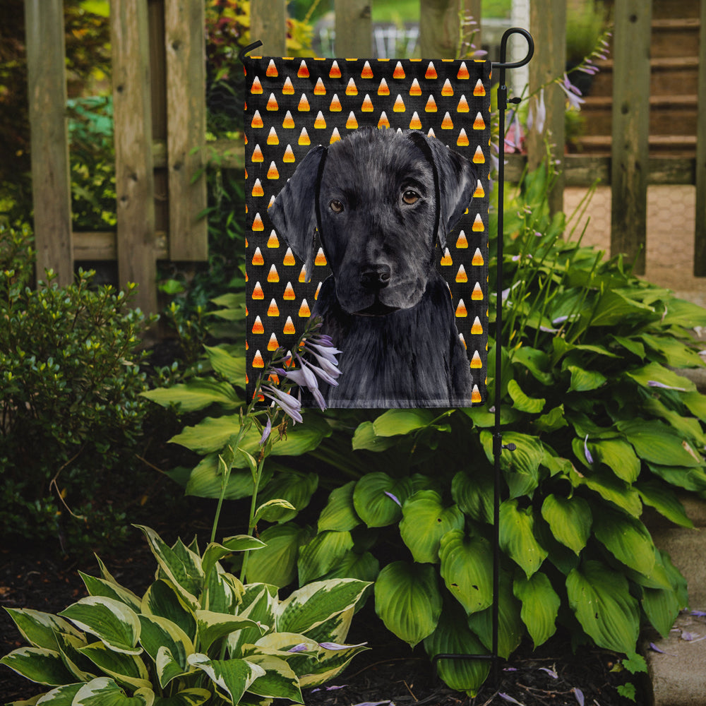 Labrador Candy Corn Halloween Portrait Flag Garden Size.