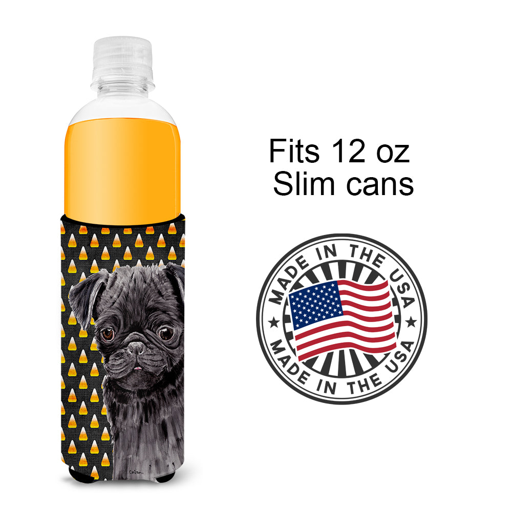 Pug Candy Corn Halloween Portrait Ultra Beverage Insulators for slim cans SC9176MUK.