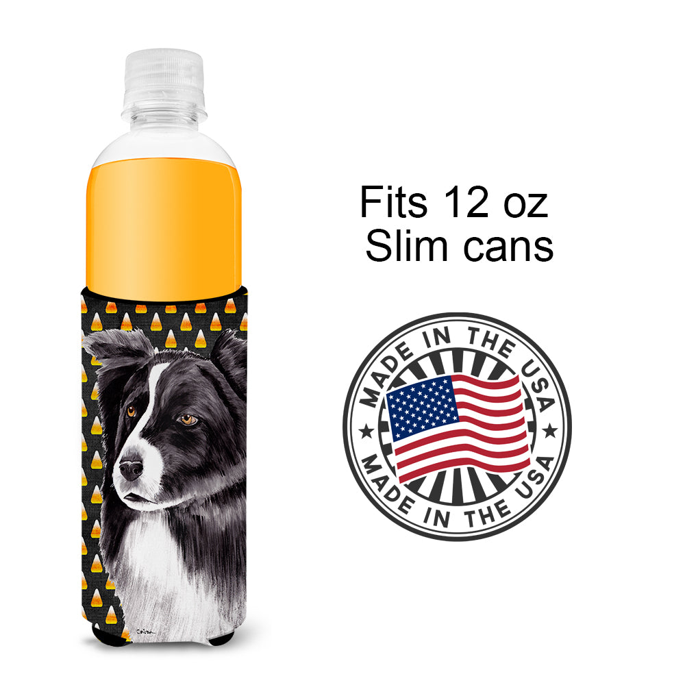 Border Collie Candy Corn Halloween Portrait Ultra Beverage Insulators for slim cans SC9177MUK.
