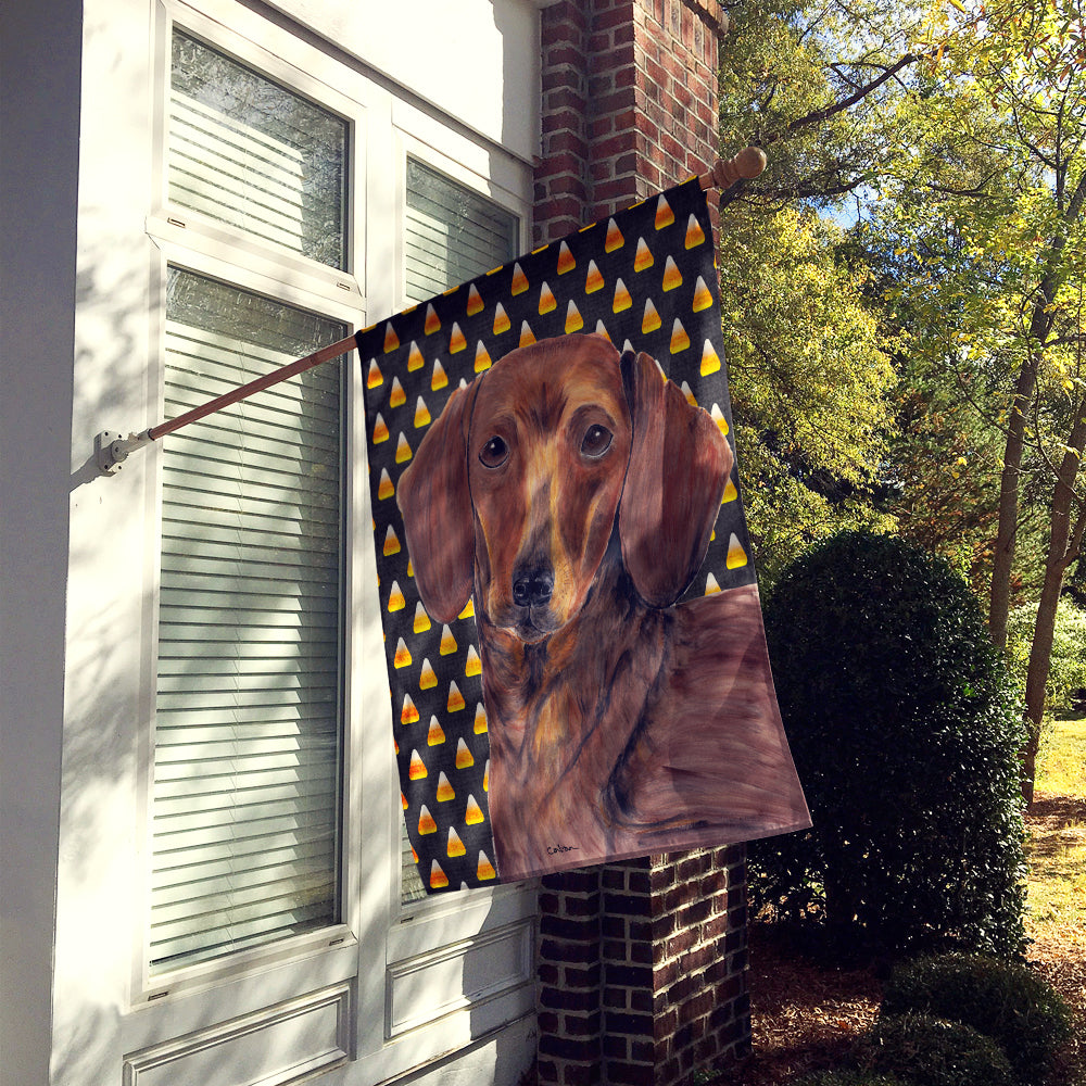 Dachshund Candy Corn Halloween Portrait Flag Canvas House Size