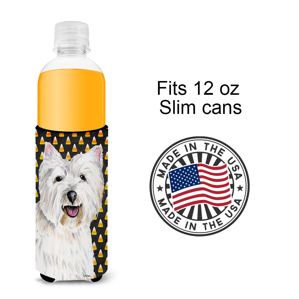 Westie Candy Corn Halloween Portrait Ultra Beverage Insulators for slim cans SC9180MUK