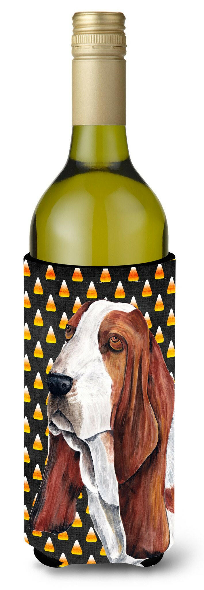 Basset Hound Candy Corn Halloween  Wine Bottle Beverage Insulator Beverage Insulator Hugger by Caroline&#39;s Treasures