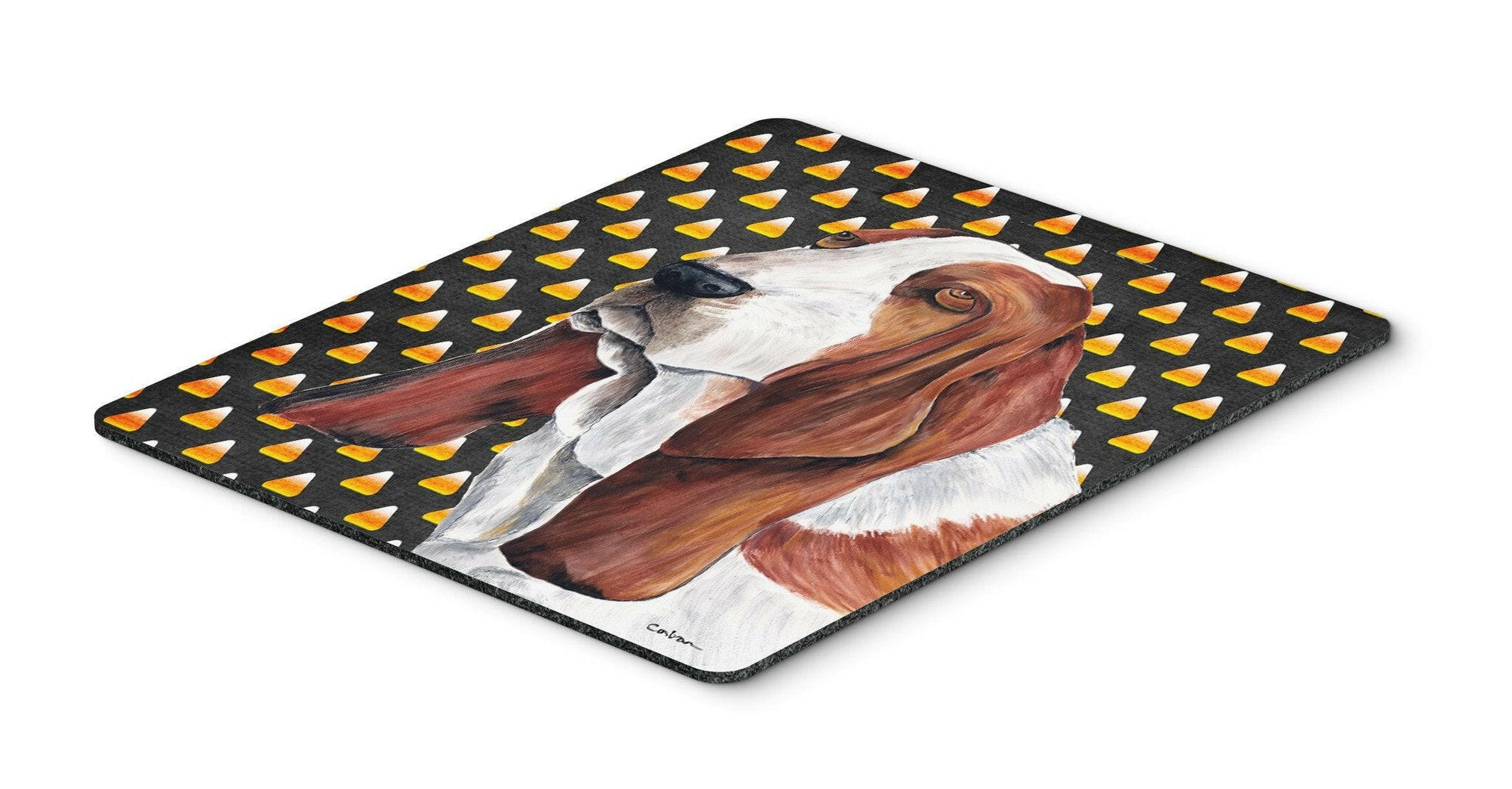 Basset Hound Candy Corn Halloween Portrait Mouse Pad, Hot Pad or Trivet by Caroline's Treasures