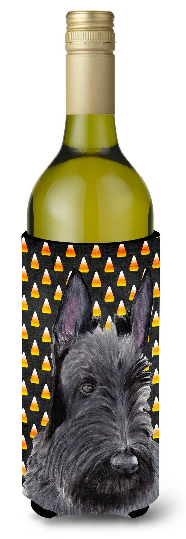 Scottish Terrier Candy Corn Halloween Portrait Wine Bottle Beverage Insulator Beverage Insulator Hugger by Caroline&#39;s Treasures