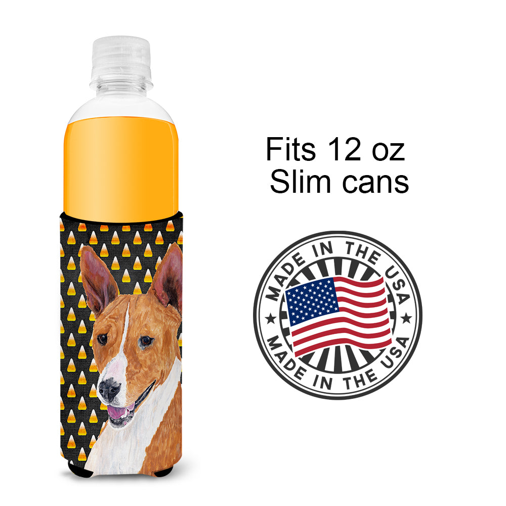 Basenji Candy Corn Halloween Portrait Ultra Beverage Insulators for slim cans SC9185MUK.