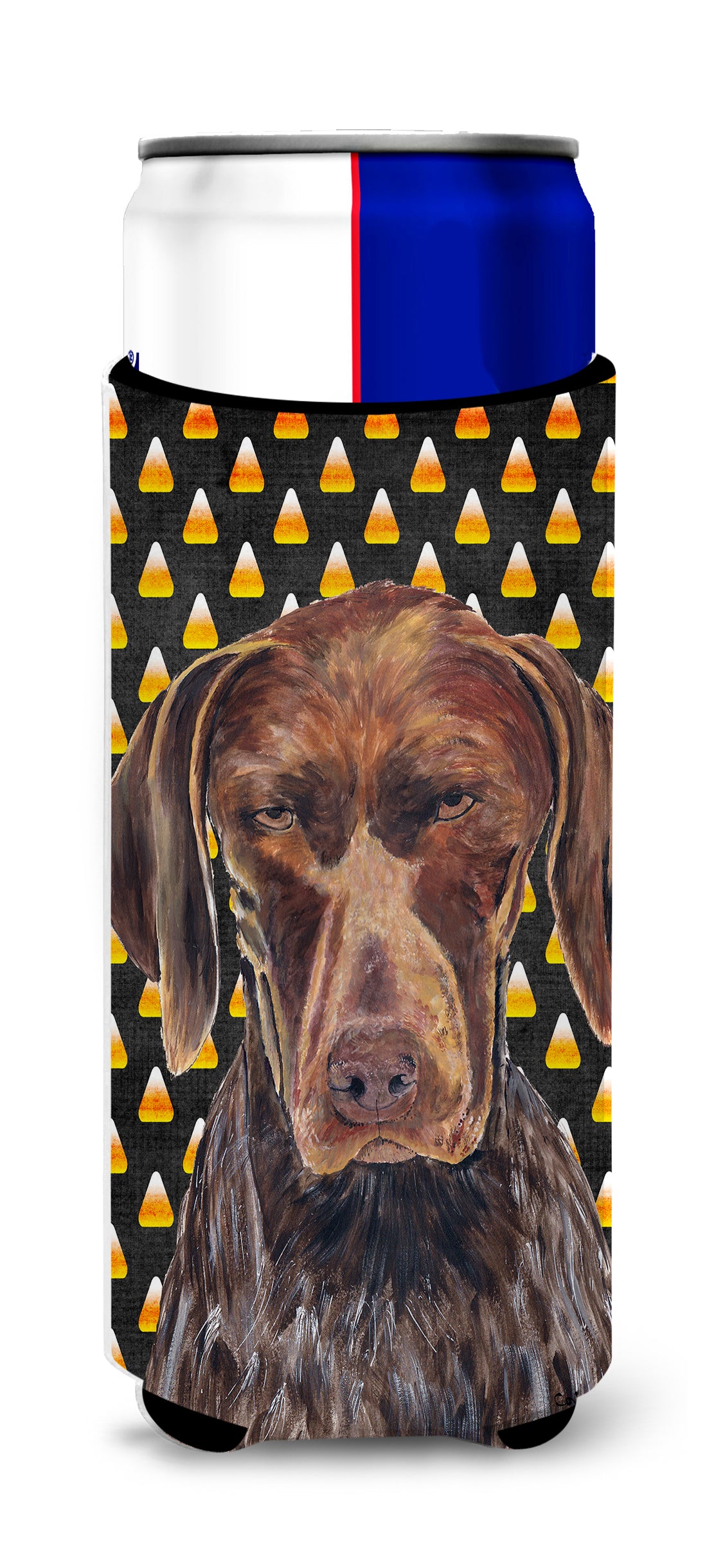 German Shorthaired Pointer Candy Corn Halloween Portrait Ultra Beverage Insulators for slim cans SC9189MUK