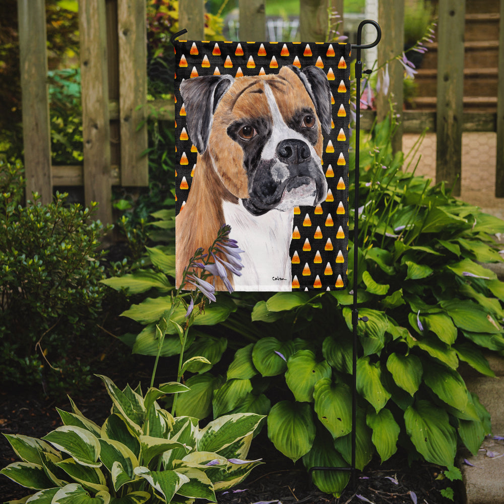 Boxer Fawn Uncropped Ears Candy Corn Halloween Portrait Flag Garden Size.