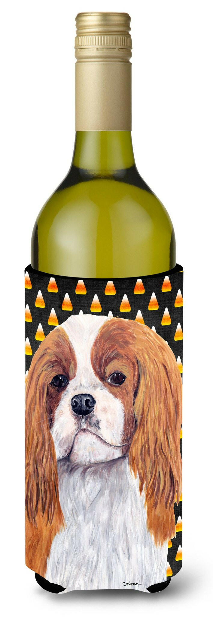 Cavalier Spaniel Blenheim Candy Corn Halloween  Wine Bottle Beverage Insulator Beverage Insulator Hugger by Caroline&#39;s Treasures