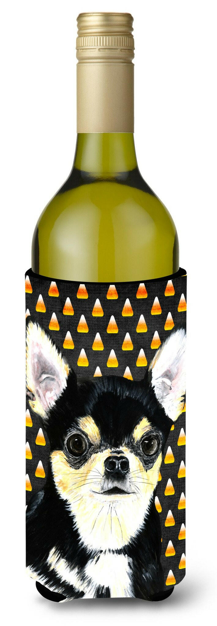 Chihuahua Candy Corn Halloween Portrait Wine Bottle Beverage Insulator Beverage Insulator Hugger by Caroline&#39;s Treasures