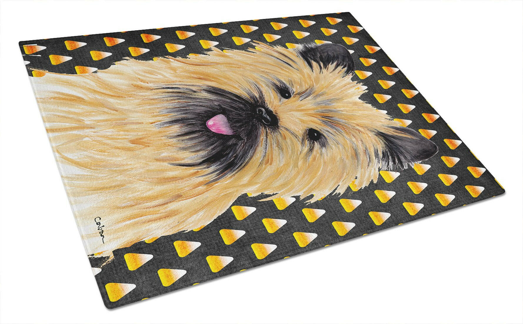 Cairn Terrier Candy Corn Halloween Portrait Glass Cutting Board Large by Caroline's Treasures