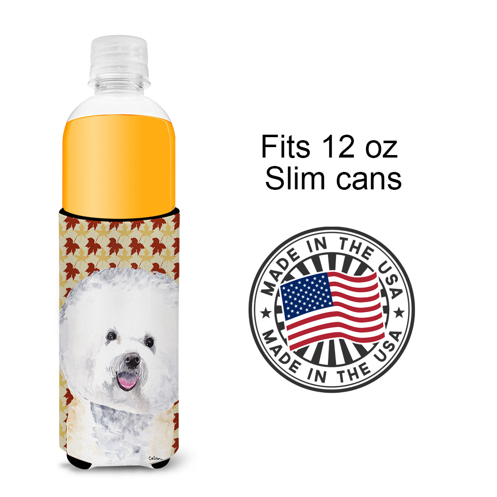 Bichon Frise Fall Leaves Portrait Ultra Beverage Insulators for slim cans SC9201MUK.
