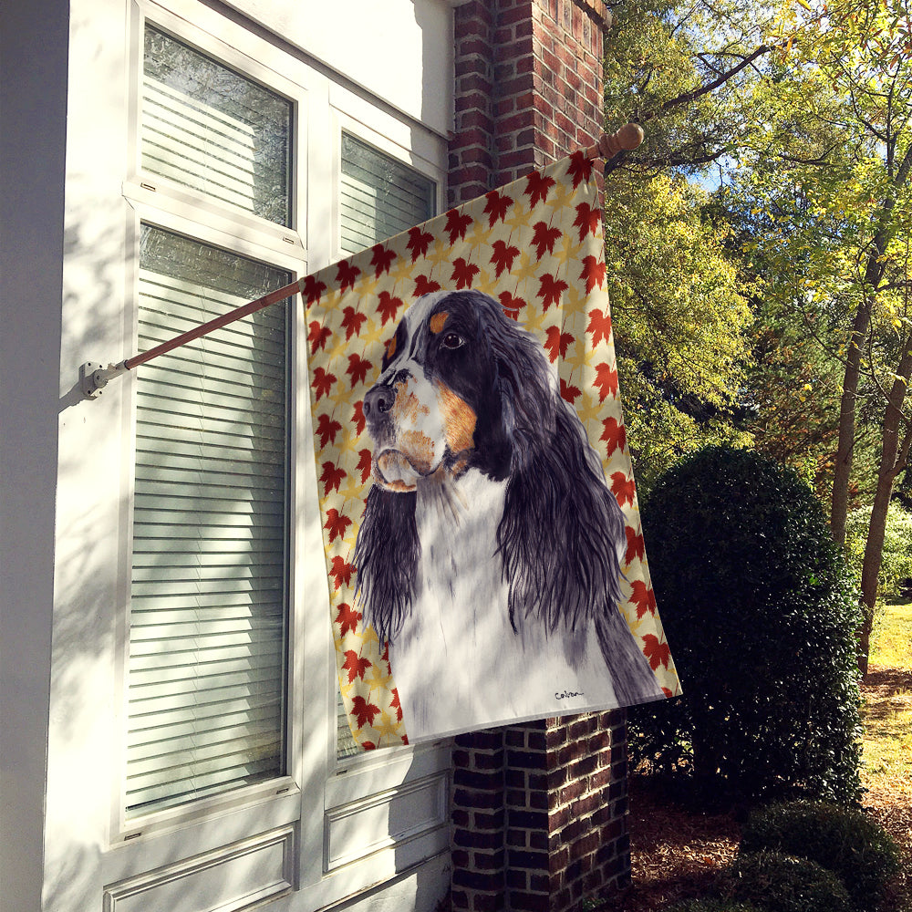 Springer Spaniel Fall Leaves Portrait Flag Canvas House Size  the-store.com.