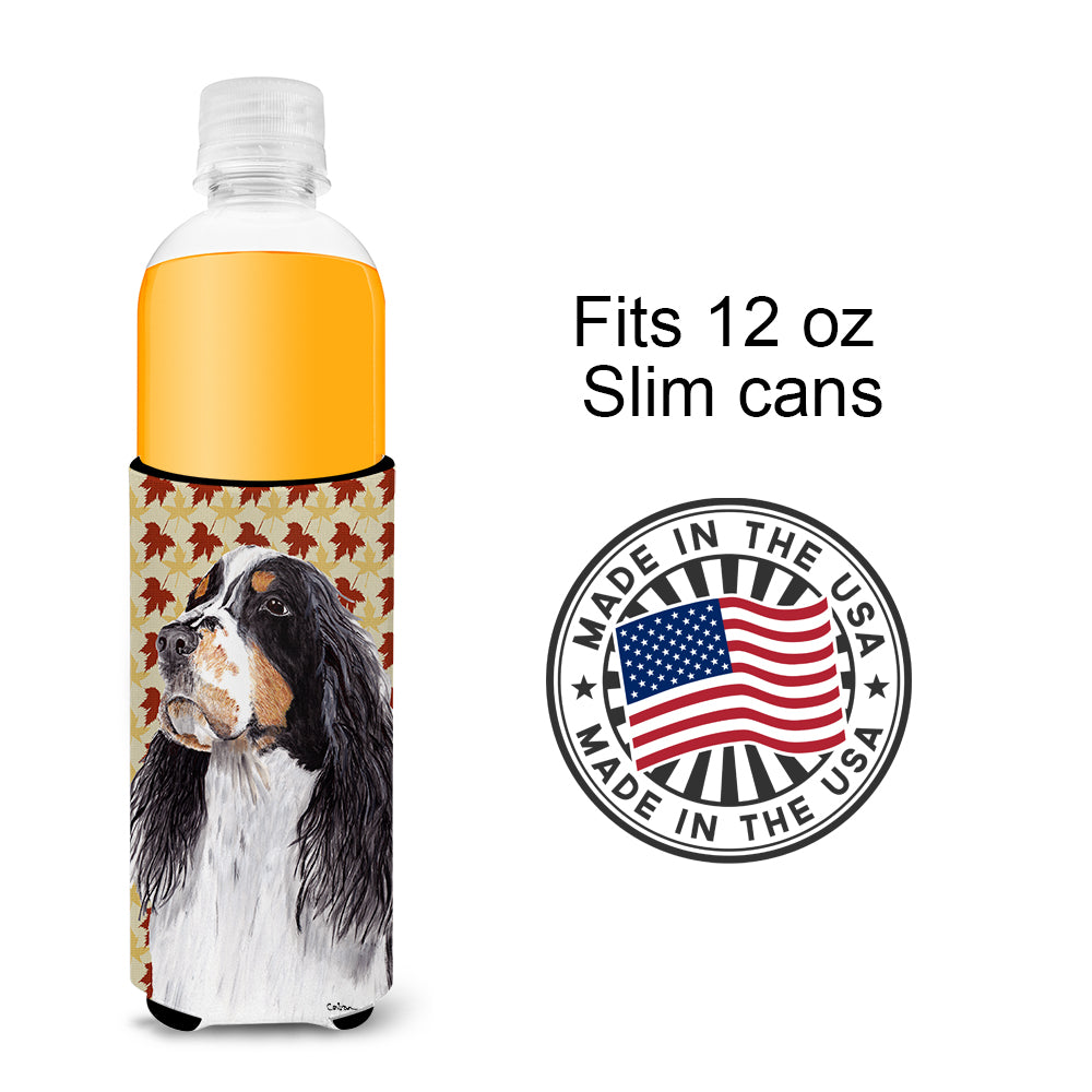 Springer Spaniel Fall Leaves Portrait Ultra Beverage Insulators for slim cans SC9202MUK.