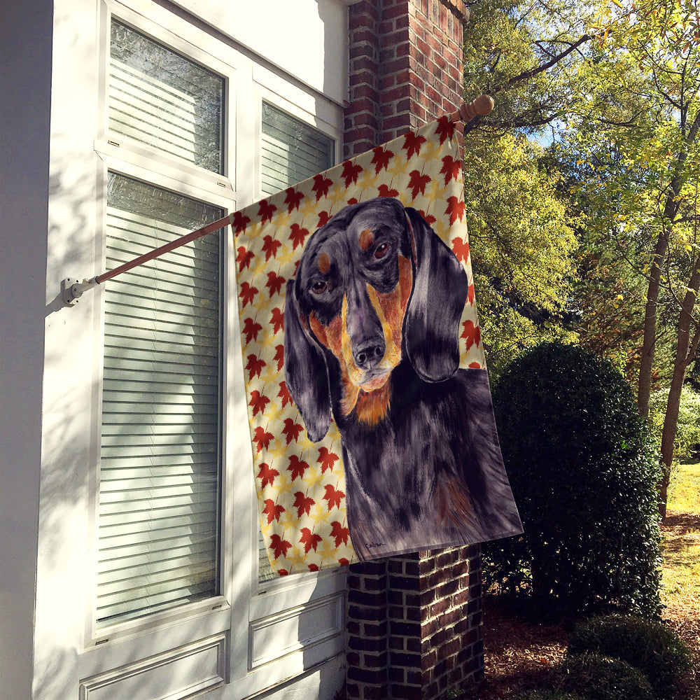Dachshund Fall Leaves Portrait Flag Canvas House Size