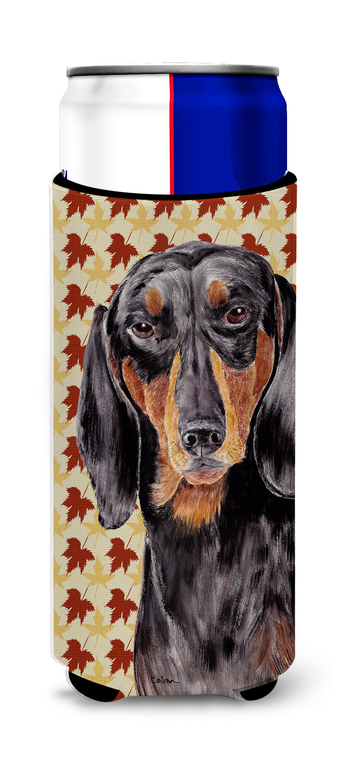 Dachshund Fall Leaves Portrait Ultra Beverage Insulators for slim cans SC9203MUK.
