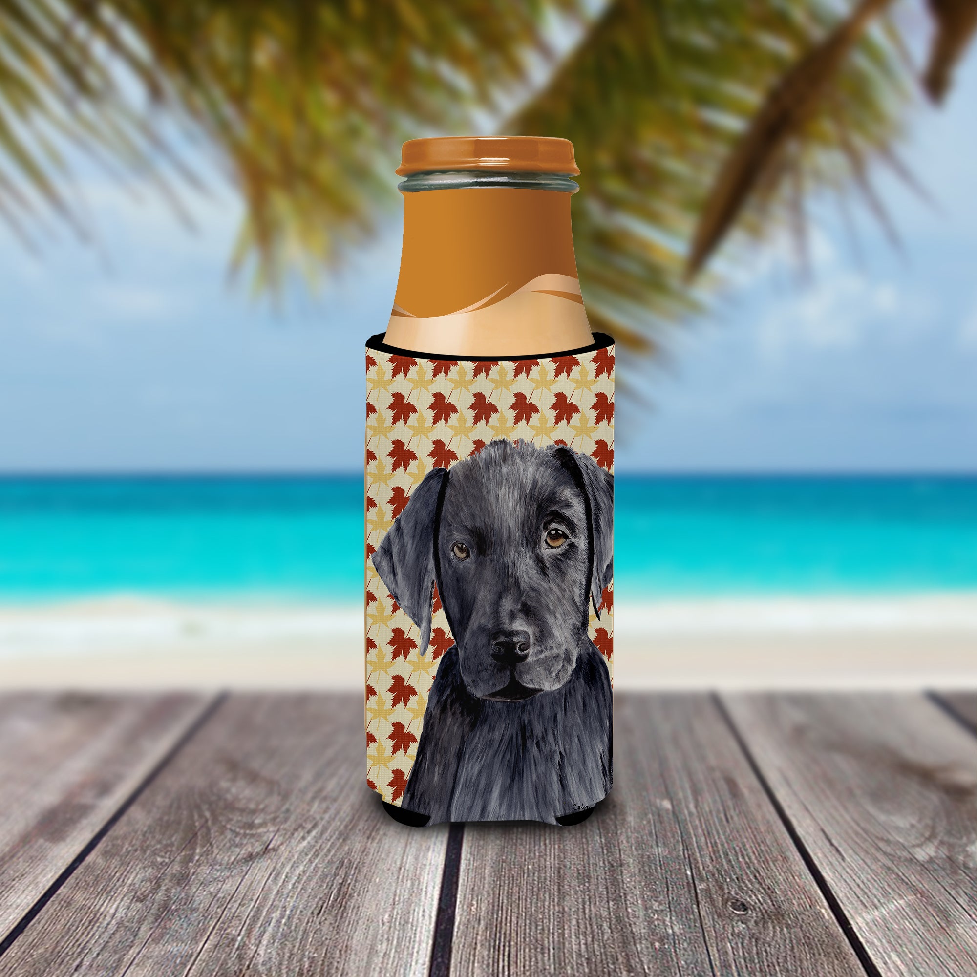 Labrador Black Fall Leaves Portrait Ultra Beverage Insulators for slim cans SC9204MUK