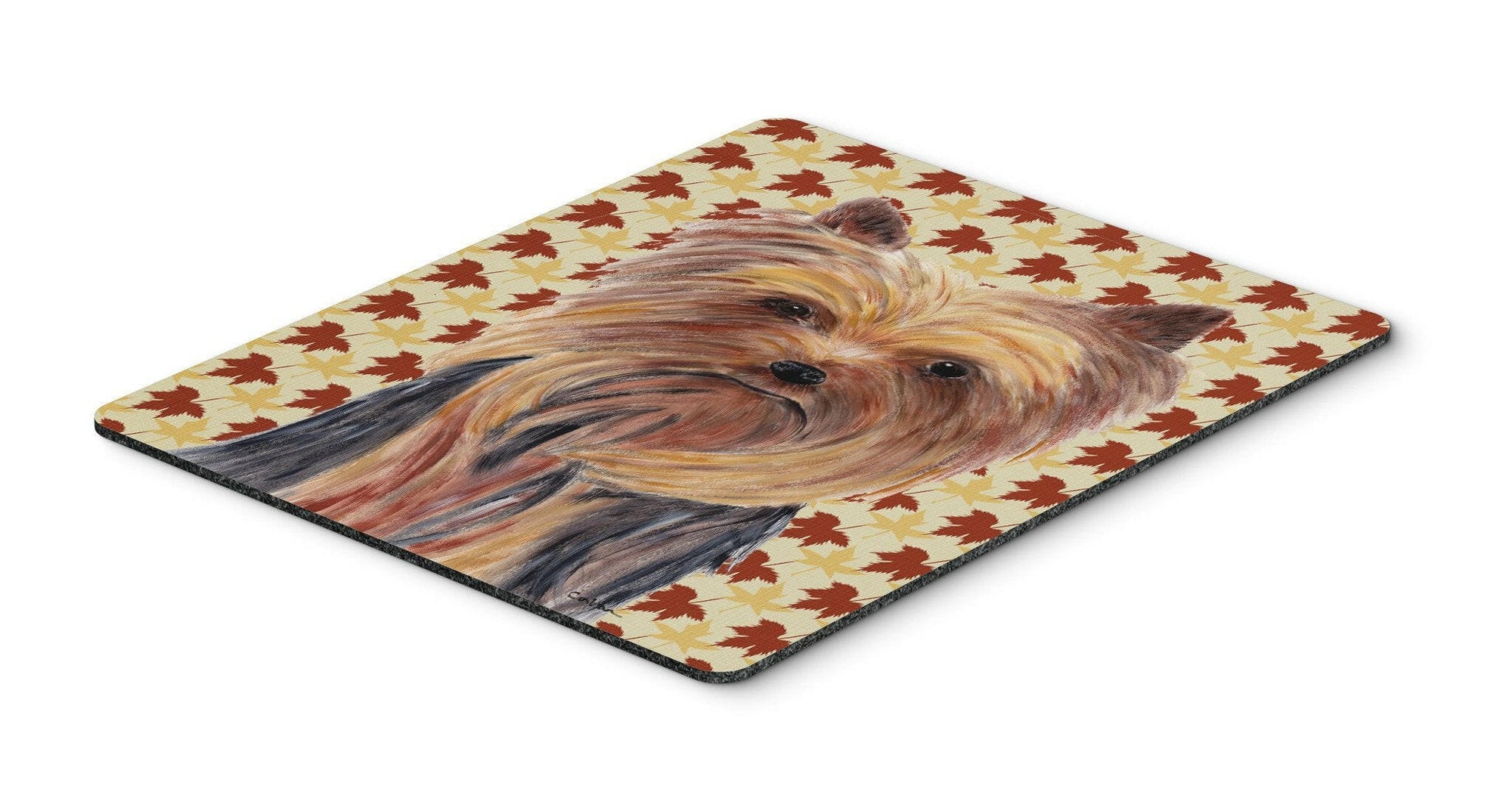 Yorkie Fall Leaves Portrait Mouse Pad, Hot Pad or Trivet by Caroline's Treasures