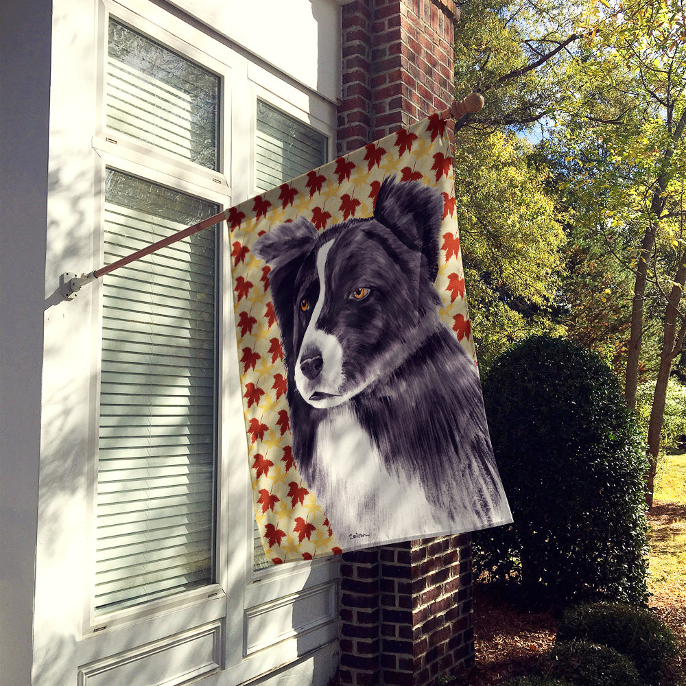 Border Collie Fall Leaves Portrait Flag Canvas House Size  the-store.com.