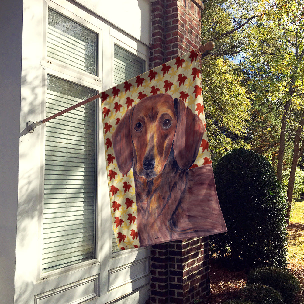 Dachshund Fall Leaves Portrait Flag Canvas House Size