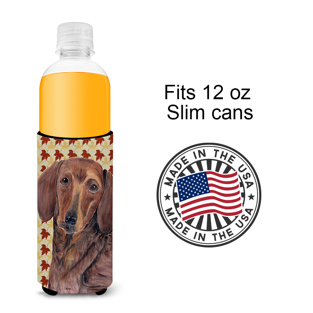 Dachshund Fall Leaves Portrait Ultra Beverage Insulators for slim cans SC9208MUK.