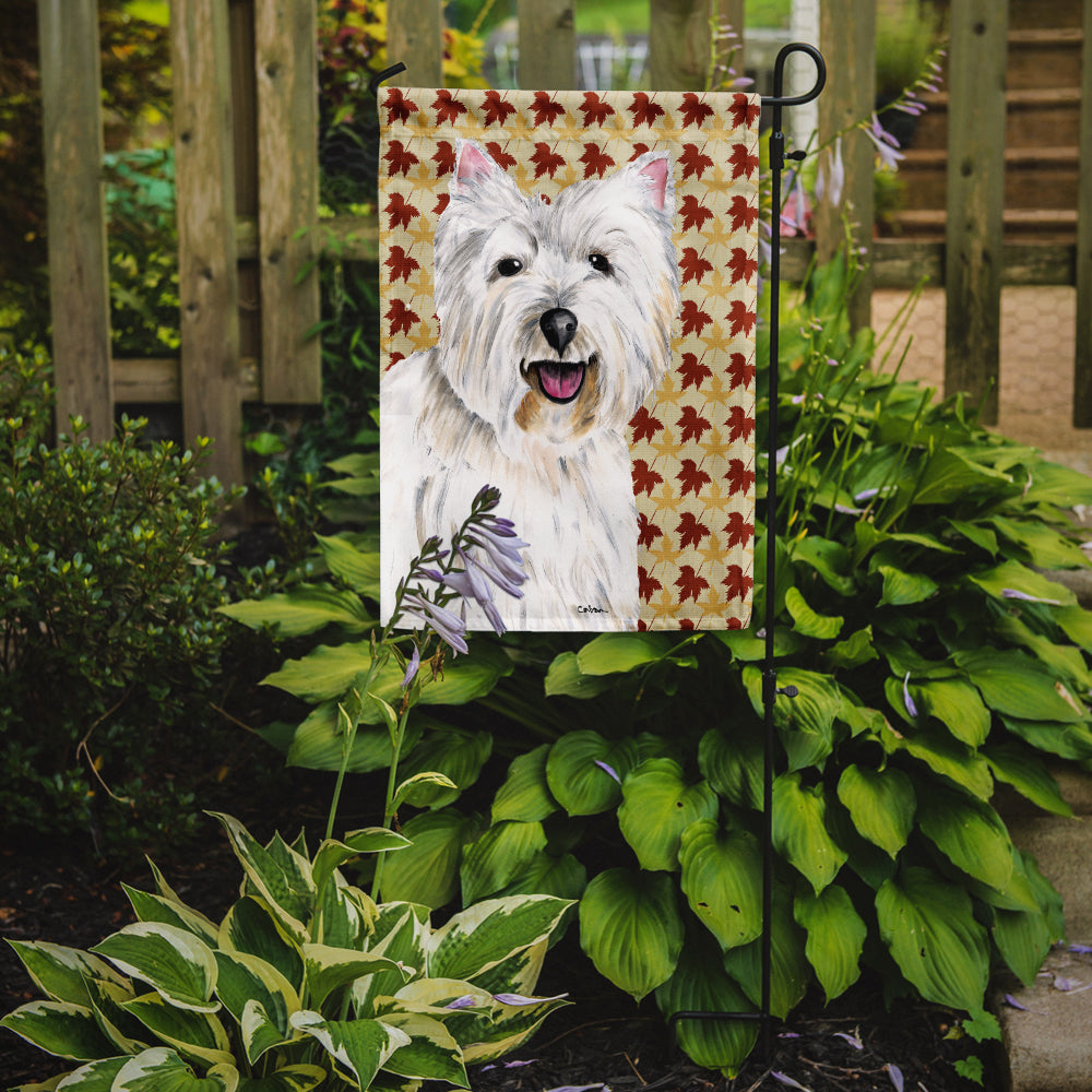 Westie Fall Leaves Portrait Flag Garden Size.