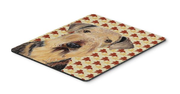 Airedale Fall Leaves Portrait Mouse Pad, Hot Pad or Trivet by Caroline's Treasures