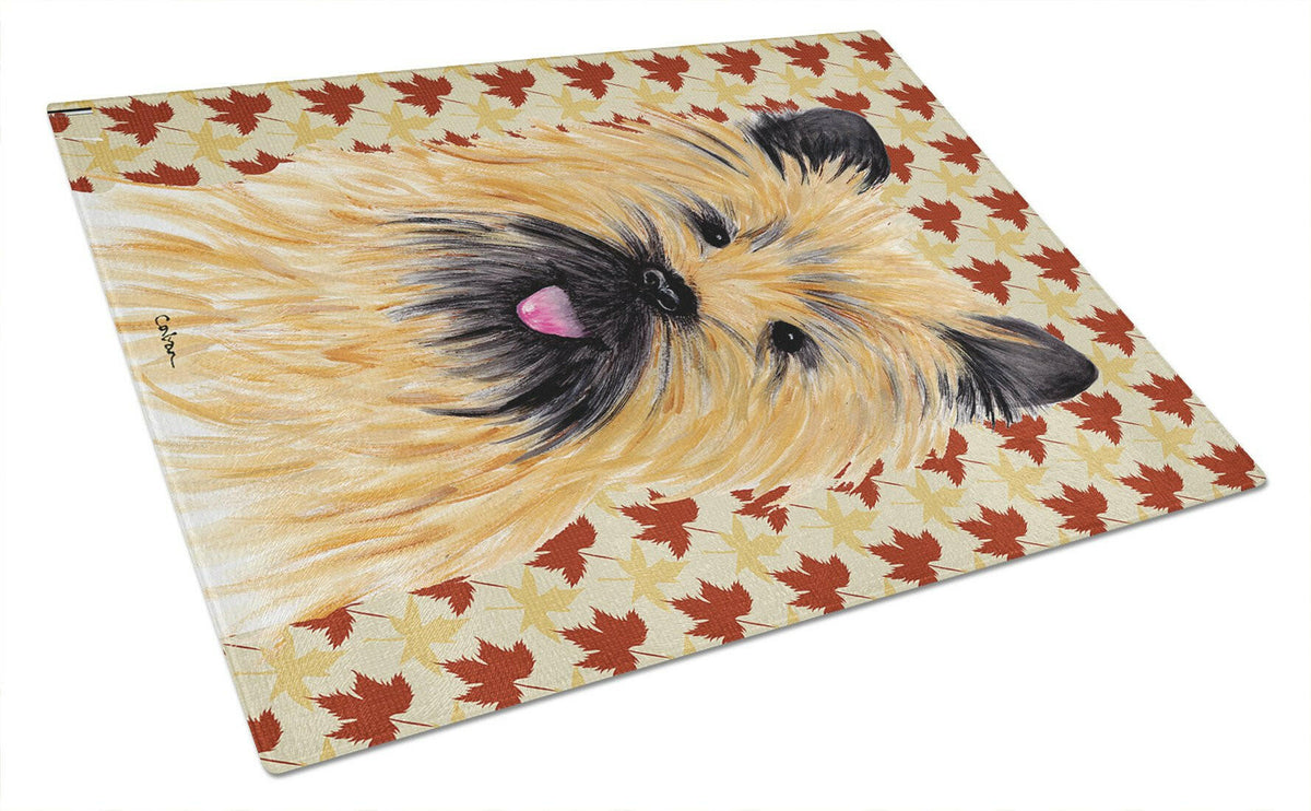 Cairn Terrier Fall Leaves Portrait Glass Cutting Board Large by Caroline&#39;s Treasures