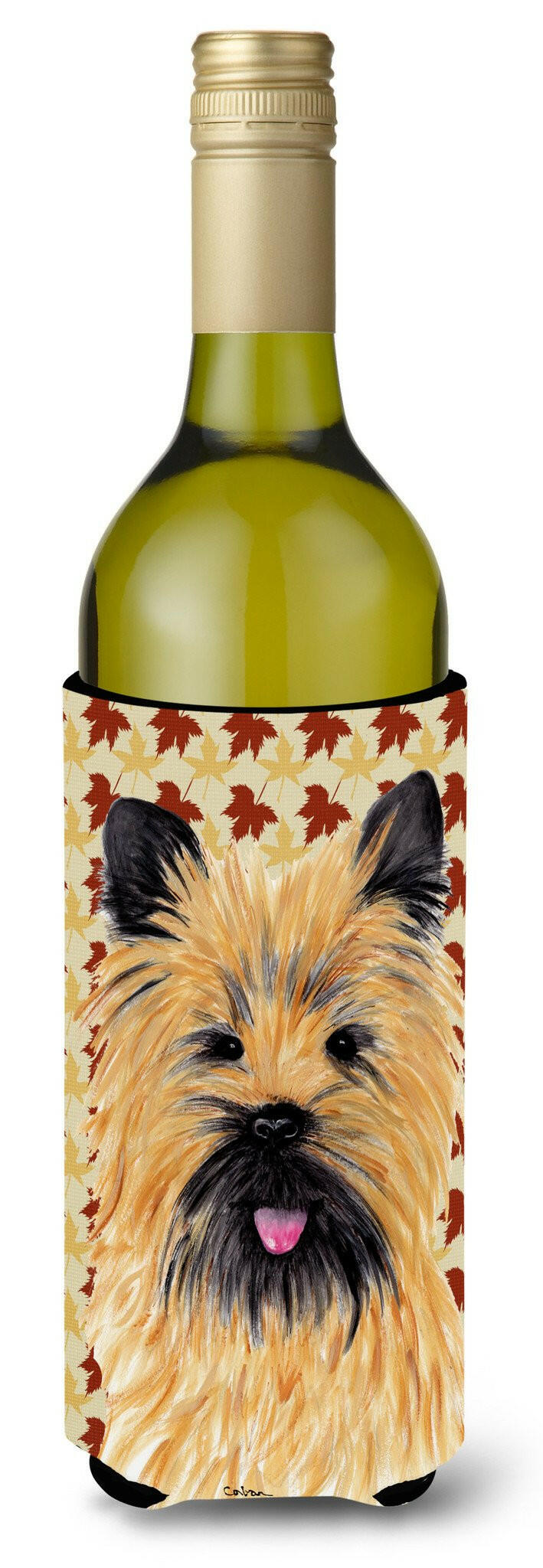 Cairn Terrier Fall Leaves Portrait Wine Bottle Beverage Insulator Beverage Insulator Hugger SC9215LITERK by Caroline&#39;s Treasures