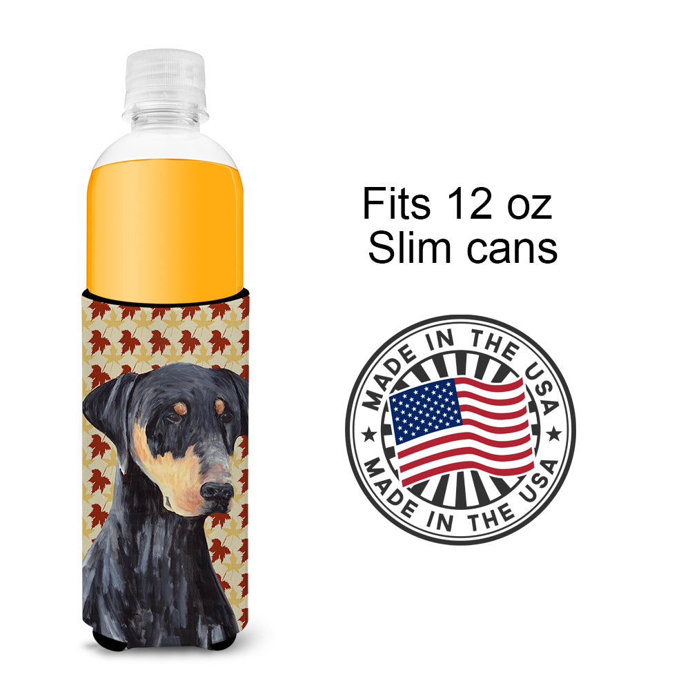 Doberman Fall Leaves Portrait Ultra Beverage Insulators for slim cans SC9217MUK.